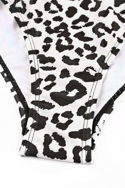 Leopard Cutout One-Shoulder One-Piece Swimsuit - Vesteeto