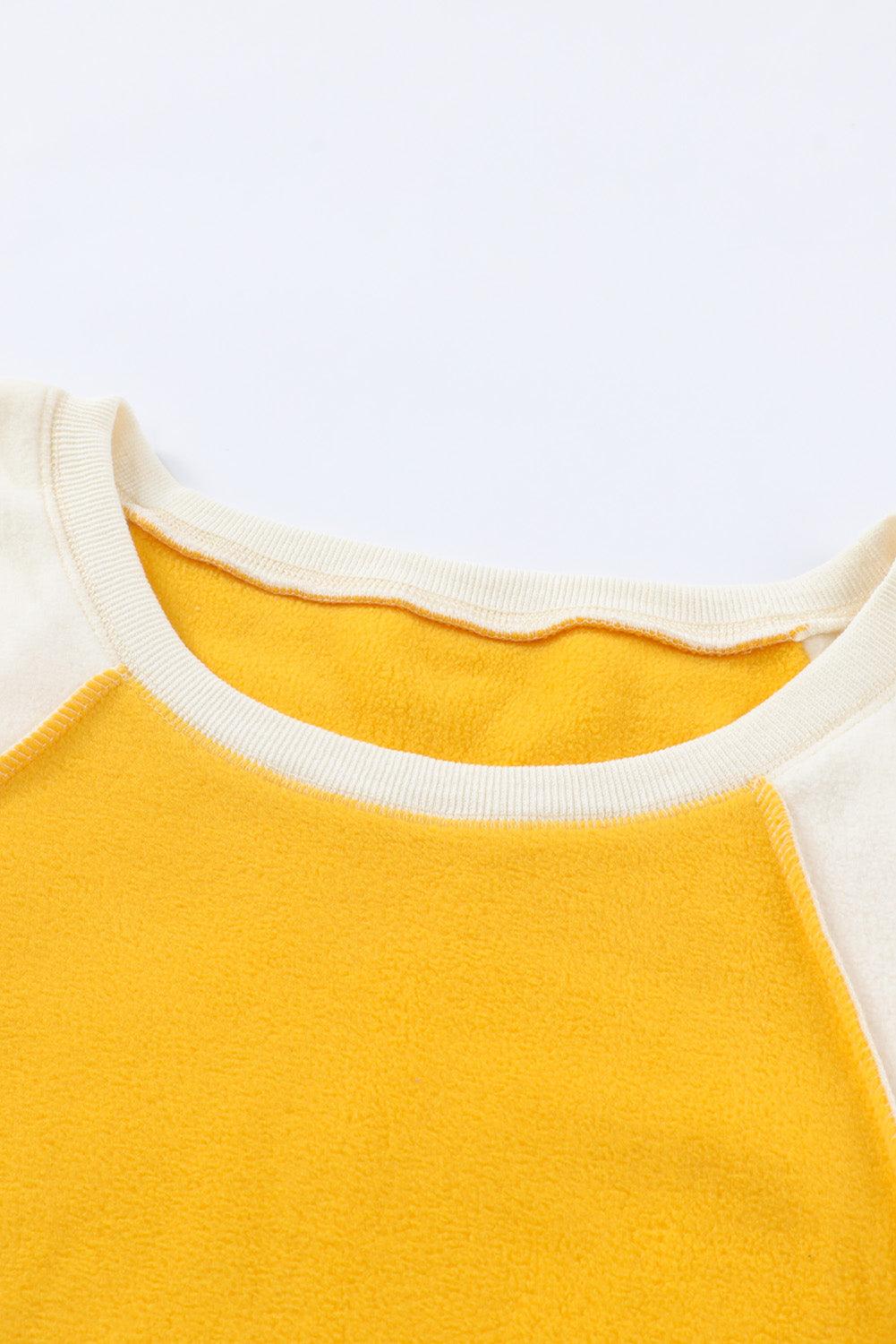 Round Neck Dropped Shoulder Color Block Sweatshirt - Vesteeto