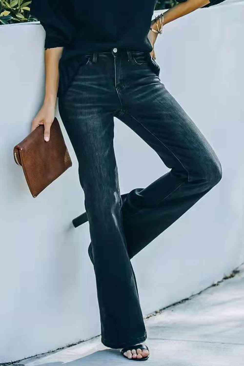 Buttoned Long Jeans - Vesteeto