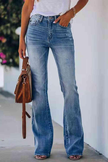 Buttoned Long Jeans - Vesteeto