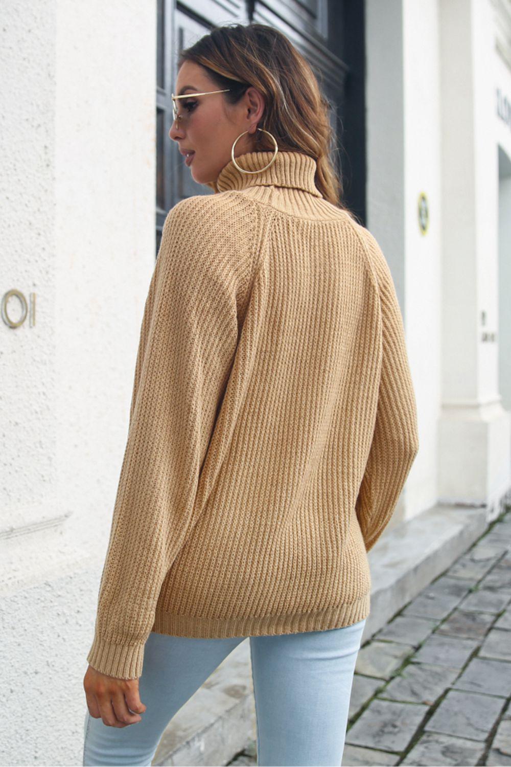 Turtleneck Rib-Knit Sweater - Vesteeto