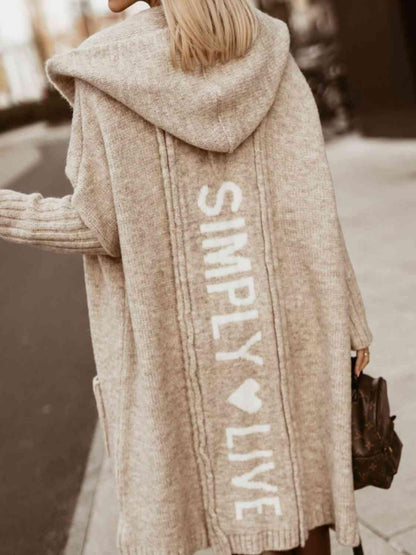 Full Size SIMPLY LIVE Hooded Cardigan - Vesteeto