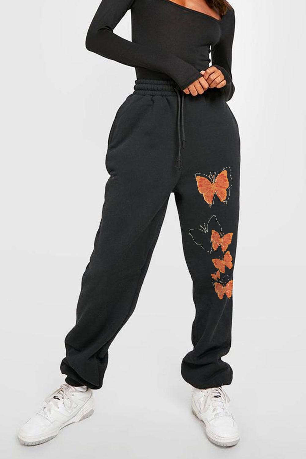 Simply Love Full Size Butterfly Graphic Sweatpants - Vesteeto