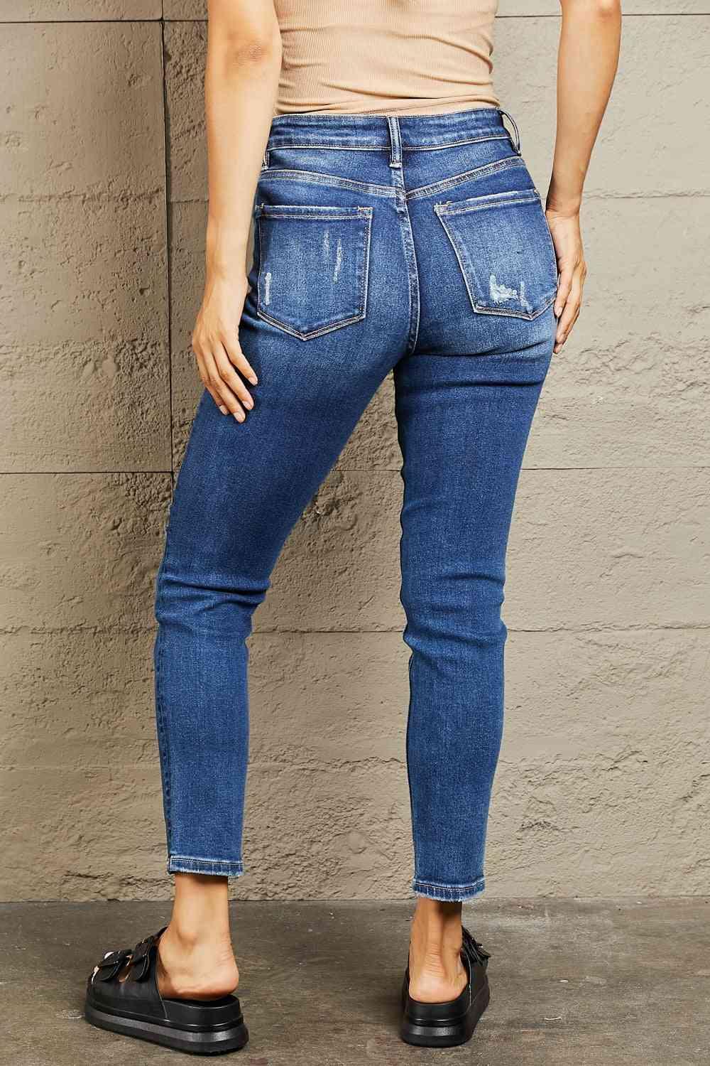 BAYEAS Mid Rise Distressed Slim Jeans - Vesteeto