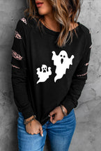 Ghost Graphic Round Neck Sweatshirt - Vesteeto