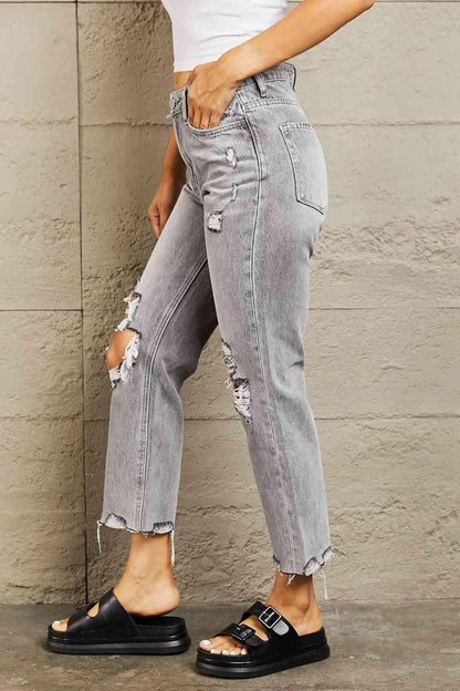 BAYEAS High Waisted Cropped Straight Jeans - Vesteeto